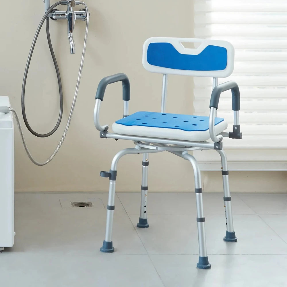 SeniorComfy VEV 360 degree Swivel Adjustable Shower Chair For Seniors, Elderly, Disabled, Injured - 400LBS Capacity