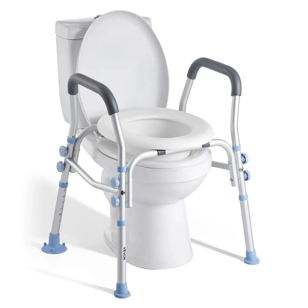 SeniorComfy VEV Adjustable Raised Toilet Seat with Arms with 300 lbs Load Capacity For Seniors, Elderly, Handicap, Disabled