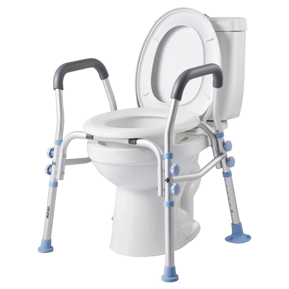 SeniorComfy VEV Adjustable Raised Toilet Seat with Arms with 300 lbs Load Capacity For Seniors, Elderly, Handicap, Disabled