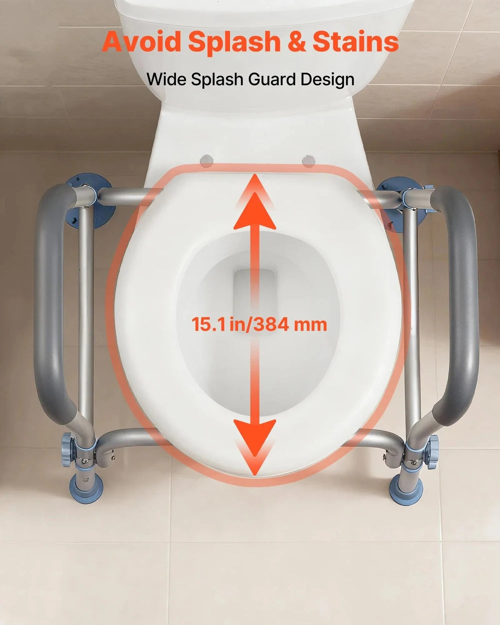 SeniorComfy VEV Adjustable Raised Toilet Seat with Arms with 300 lbs Load Capacity For Seniors, Elderly, Handicap, Disabled