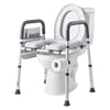 Adjustable Raised Toilet seats for disabled and elderly with armrests attached to a toilet on a white background