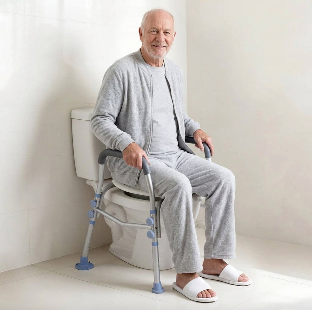 SeniorComfy VEV Adjustable Raised Toilet Seat with Arms with 300 lbs Load Capacity For Seniors, Elderly, Handicap, Disabled