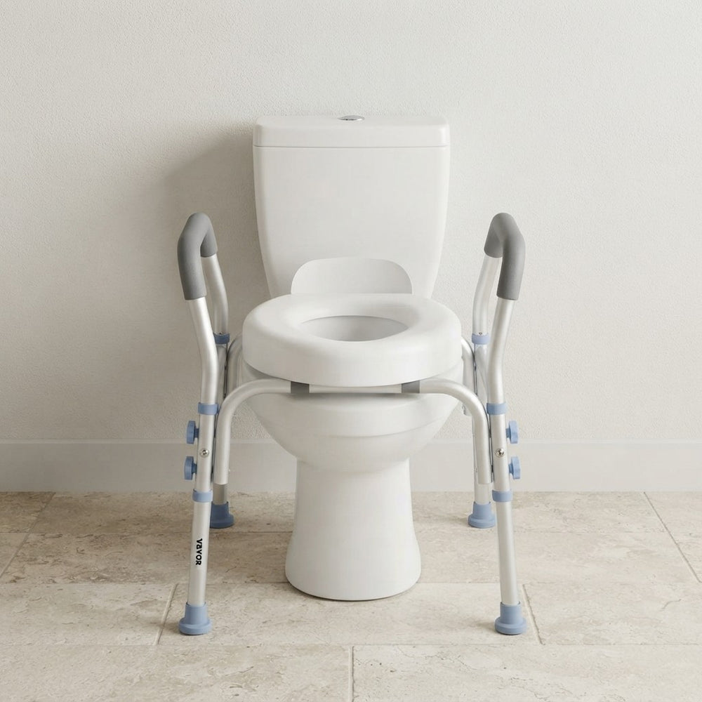 SeniorComfy VEV Adjustable Raised Toilet Seat with Arms with 300 lbs Load Capacity For Seniors, Elderly, Handicap, Disabled